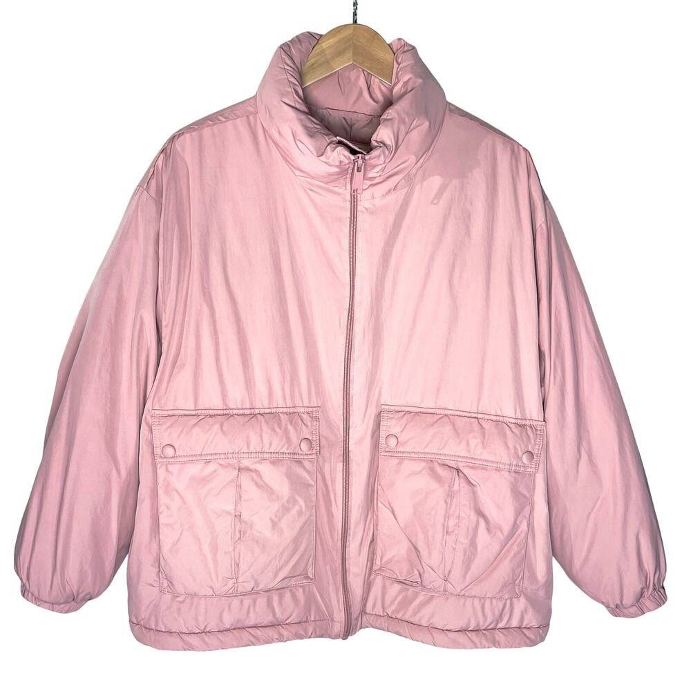 FREE PEOPLE x WE THE FREE Women’s Pink Duvet Puffer Bomber Jacket - Picture 3 of 7